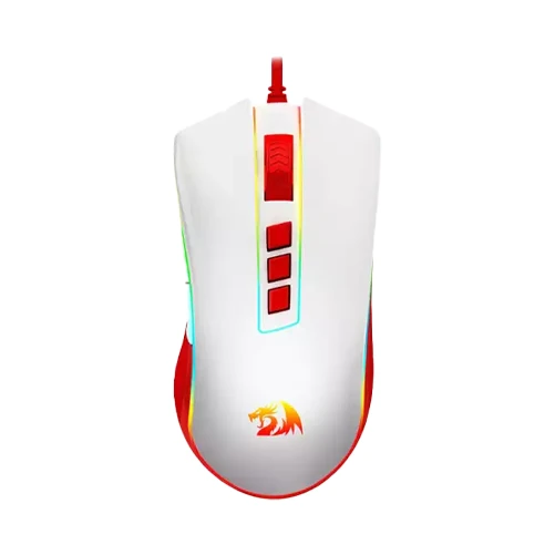 Redragon Cobra Cherry M711C Gaming Mouse, Pixart PWM3327 Sensor, Up to 12400 DPI, 8 Programmable Buttons, USB 2.0 Connectivity, 1.8m Cable Length, White/Red | M711C
