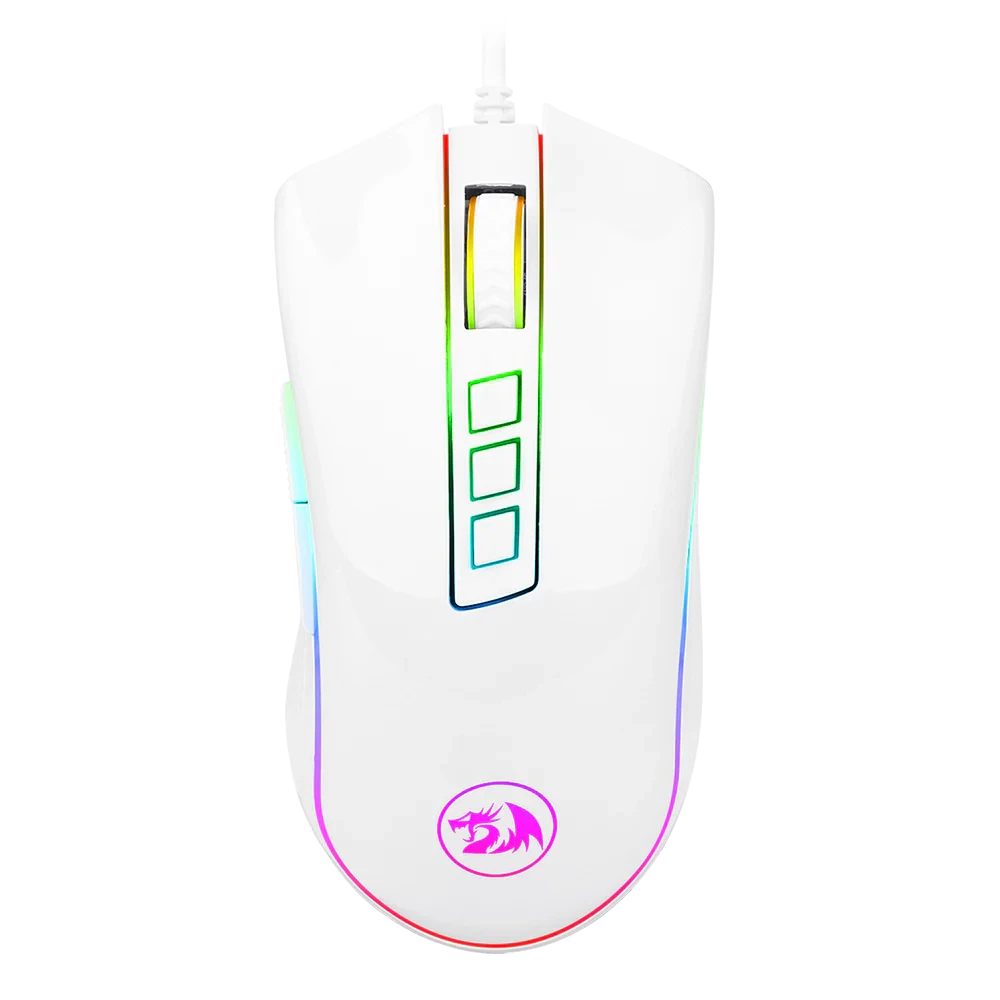 Redragon Gaming Mouse M711 Cobra, Wired Mouse Gaming with 10000 DPI, PC Gaming Mice with Customizable Buttons, RGB Backlit Programmable Ergonomic Mouse Gamer, High-Precision Sensor for Windows, White