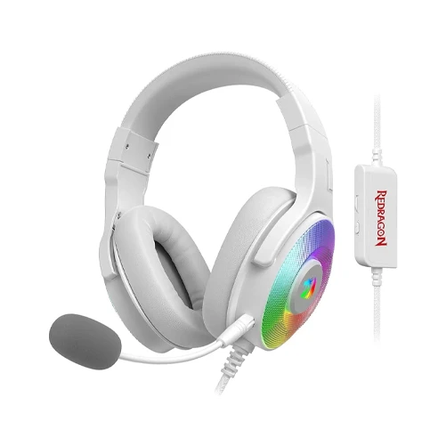 Redragon H350 Pandora RGB Wired Gaming Headset, RGB Backlight, Stereo Surround Sound, 50MM Drivers, Detachable Mic, Works for PC/PS4/XBOX One/NS, White | Pandora H350WRGB..